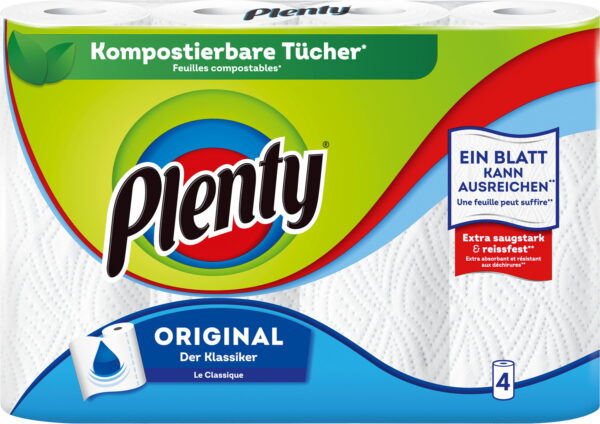 Plenty Küchenrollen Weiss 2 Lagig, 4 Rollen