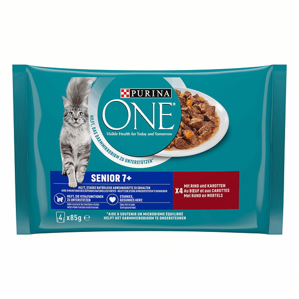 Purina One Senior 7+ in Sauce Rind 4x85g