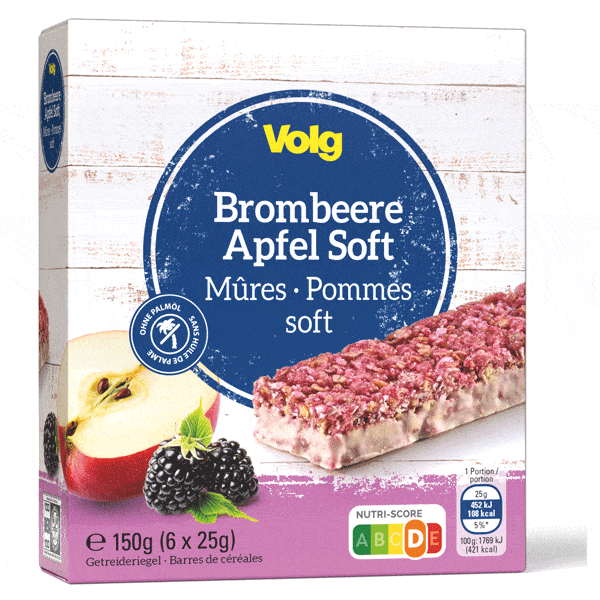 Volg Getreideriegel Brombeer / Apfel 6x25g